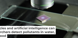 Nanoparticles on a glass slide amplify the sensitivity of a microscope to detect trace amounts of hazardous pollutants. Brandon Martin/Rice University